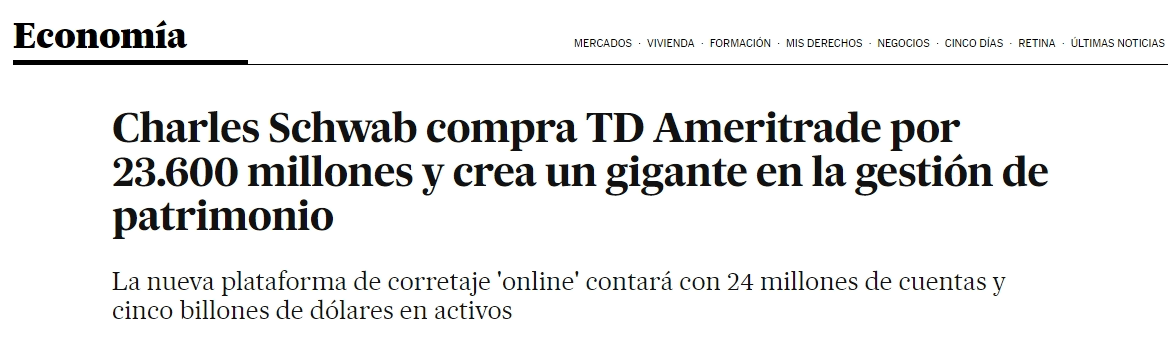 TD ha sido comprado por Charles Schwab en 2019