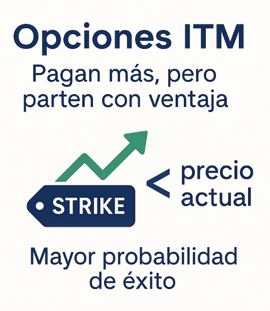 opciones ITM con strike menor al precio actual y mayor probabilidad de éxito