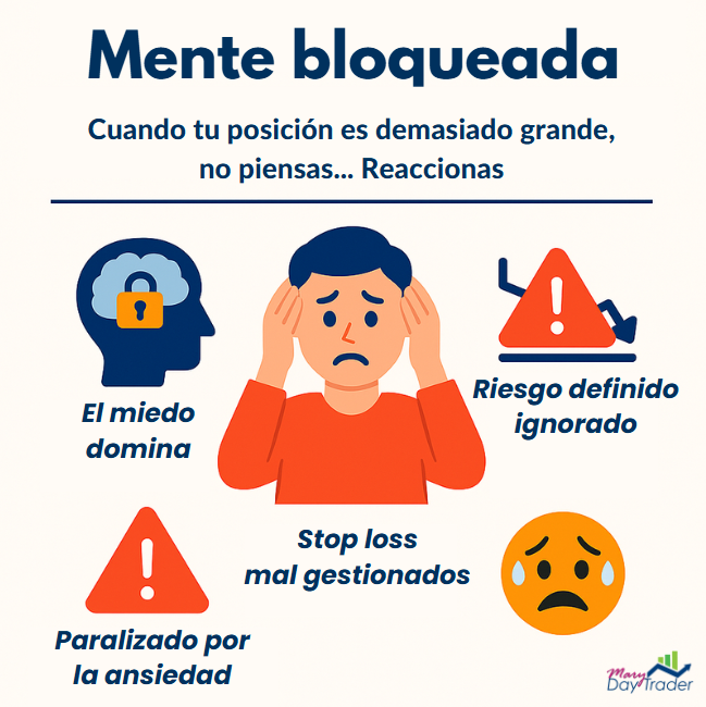 Consecuencias emocionales y técnicas de operar con posiciones demasiado grandes en trading
