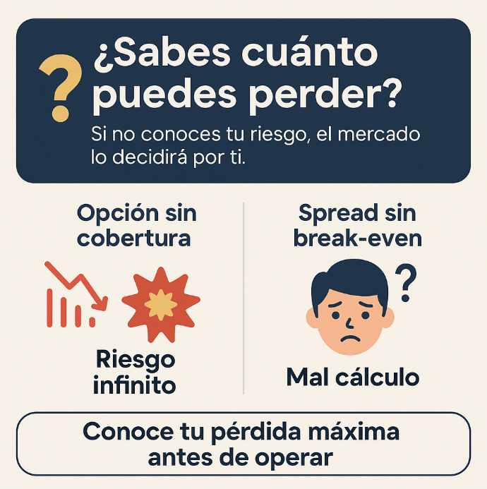 Advertencia sobre calcular el riesgo antes de operar en opciones financieras