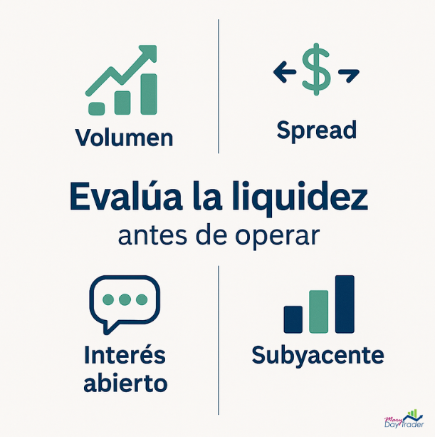 Factores clave para evaluar la liquidez antes de operar en opciones: volumen, spread, interés abierto y subyacente